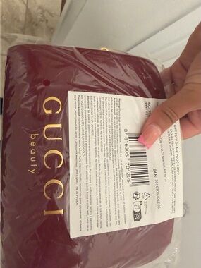 Gucci Maroon/Burgundy Leather Beauty Bag
